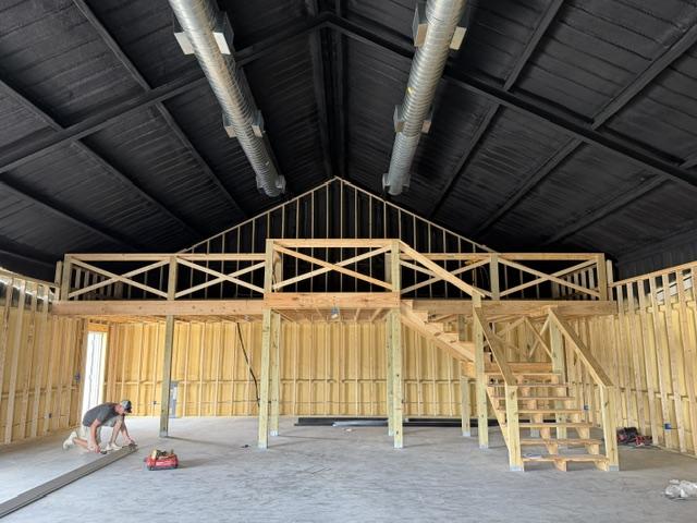 Construction progress at The Gathering Place — interior framing